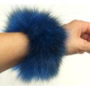 Pelz Haargummi Armband Manschette Opossum Royal Blau