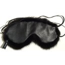 Pelz Maske Nerz Leder Augenmaske Schlafbrille Mink Schwarz