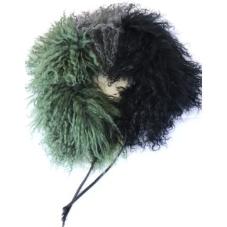 Schal Pelz Kragen Tibetlamm Tricolor Schwarz Grau Grün
