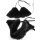 Pelz Bikini Blaufuchs 2 tlg.Set BH & String Slip Leder Offen Ouvert Schwarz