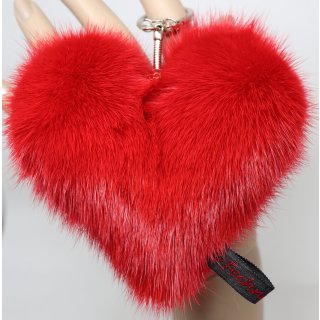 Nerz Anhänger Herz Valentinstag Pelz Mink Bead Strass Rot