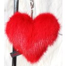 Nerz Anhänger Herz Pelz Fell Tasche Schlüssel Liebe Heirat Rot