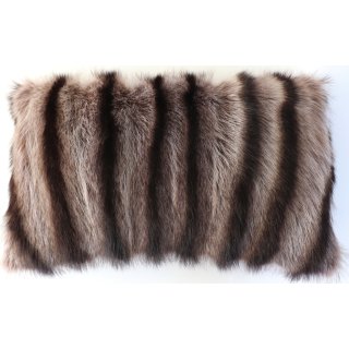 Pelz Kissen Waschbär 30x50cm Raccoon Fell Natur Braun Grau