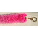 Nerz Anhänger Pelz Karabiner Schlüssel Tasche Rosa Hot Pink Gold
