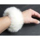 Pelz Haargummi Armband Manschette Kanin Weiß Ivory