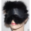 Pelz Maske Fuchs Leder Augenmaske Schlafbrille Blaufuchs Schwarz